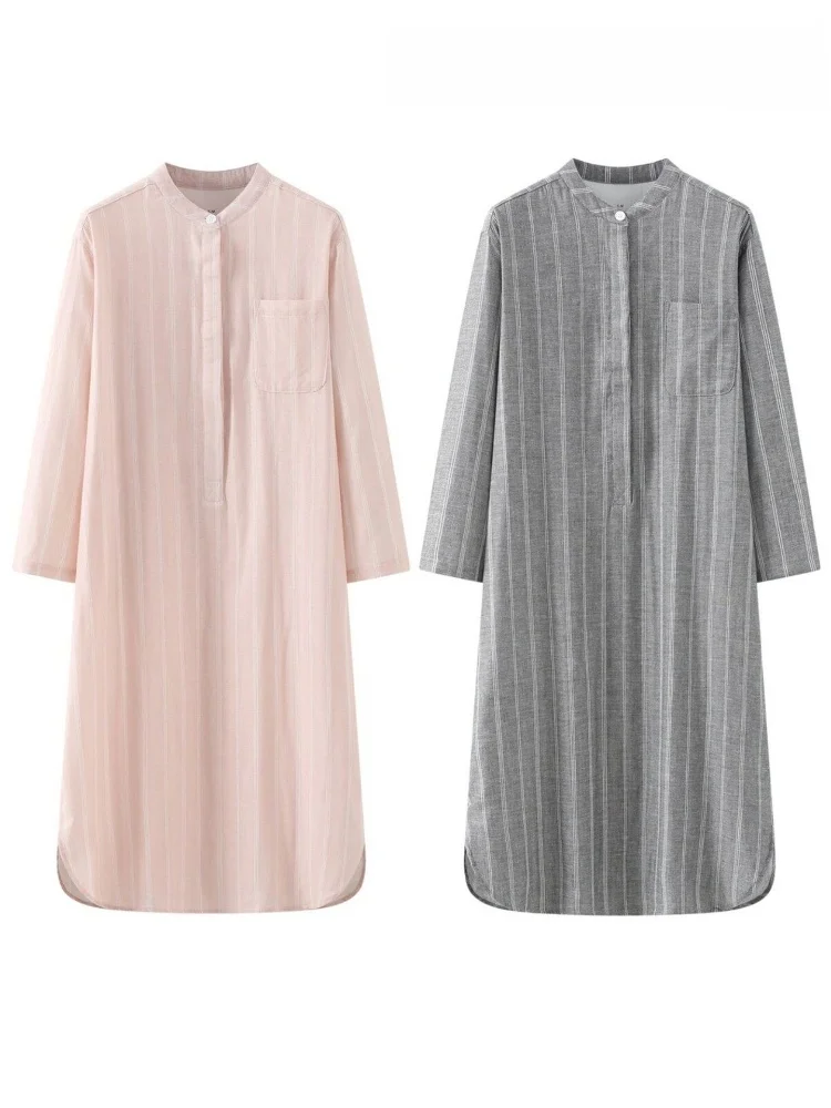 綿長袖スリープドレス女の赤ちゃん用春秋カーディガンスタイルミディドレスシンプルなラウンドネックデザイン快適なホームウェア