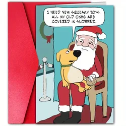 1pc, Christmas card, funny Christmas card, the best gift for family, friends, meowy Christmas card, Santa Christmas card