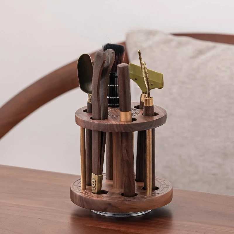 

Walnut Tea Tools Set - Chinese Tea Ceremony Kit, Kungfu Tea Accessories with Multi-Hole Design, Complete Scoop & Pick Set