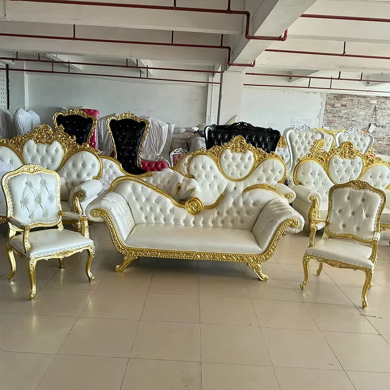 سعر المصنع السلس أريكة الملك أثاث الحفلات كرسي العرش الملكي أريكة لتزيين الزفاف #5