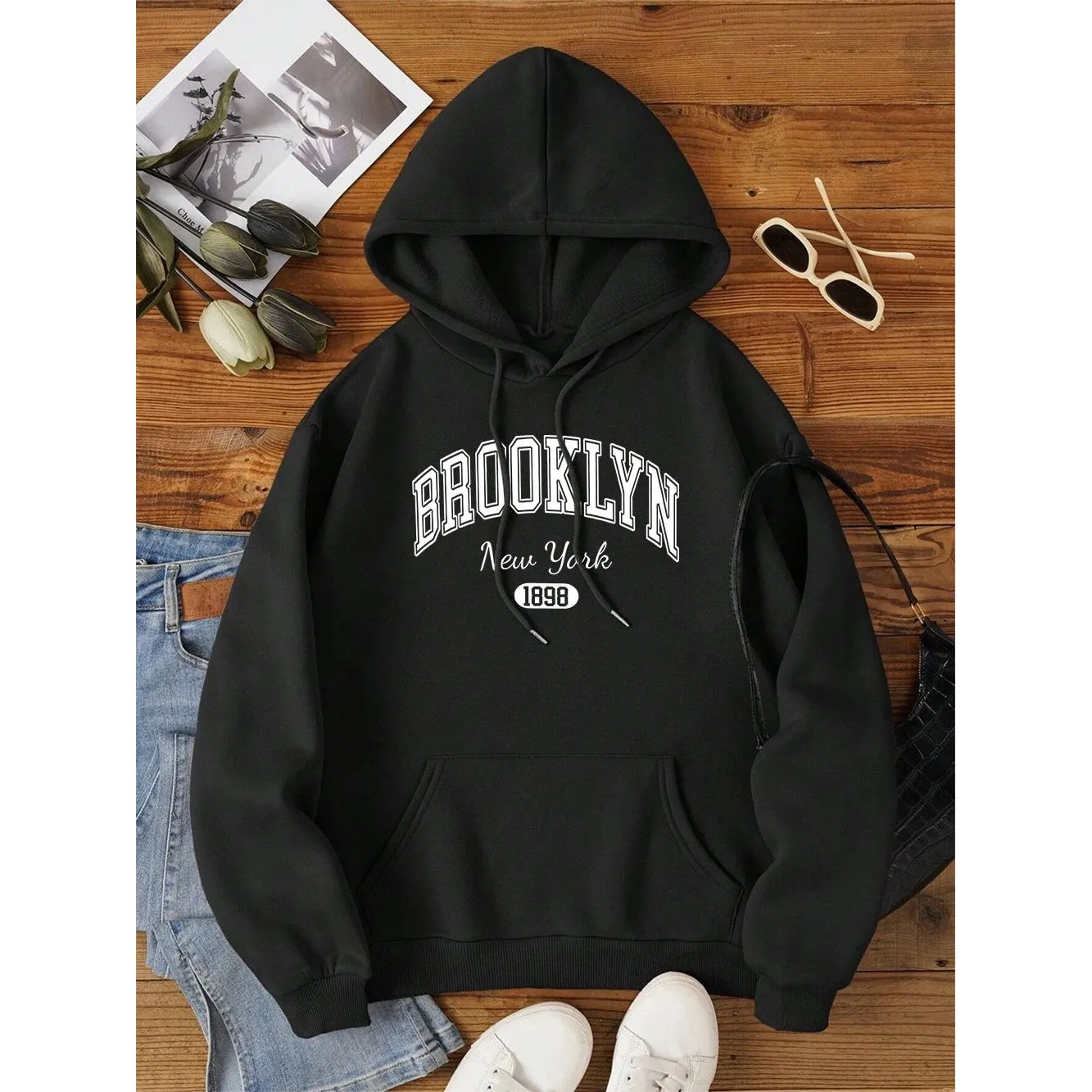 

Brooklyn New York 1898 City Letter Sweatshirt Unisex Fashion round Neck Pullover Spring Seasonal Clothing
