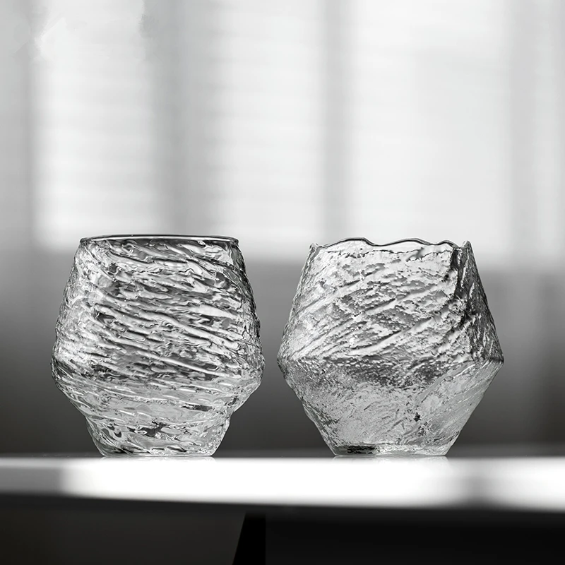 Estilo japonês queda de neve concepção artística brandy snifter vidro de uísque flocos de neve saquê vinho degustação caneca copo de uísque caixa de presente