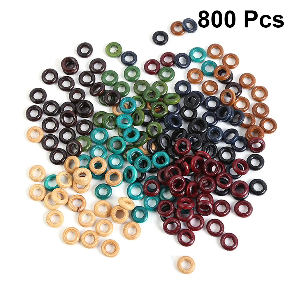 

800Pcs Colorful Hair Extension Wooden Rings Durable Creative Dreadlock Accessories Hair Braids Beads Dreadlocks Beads