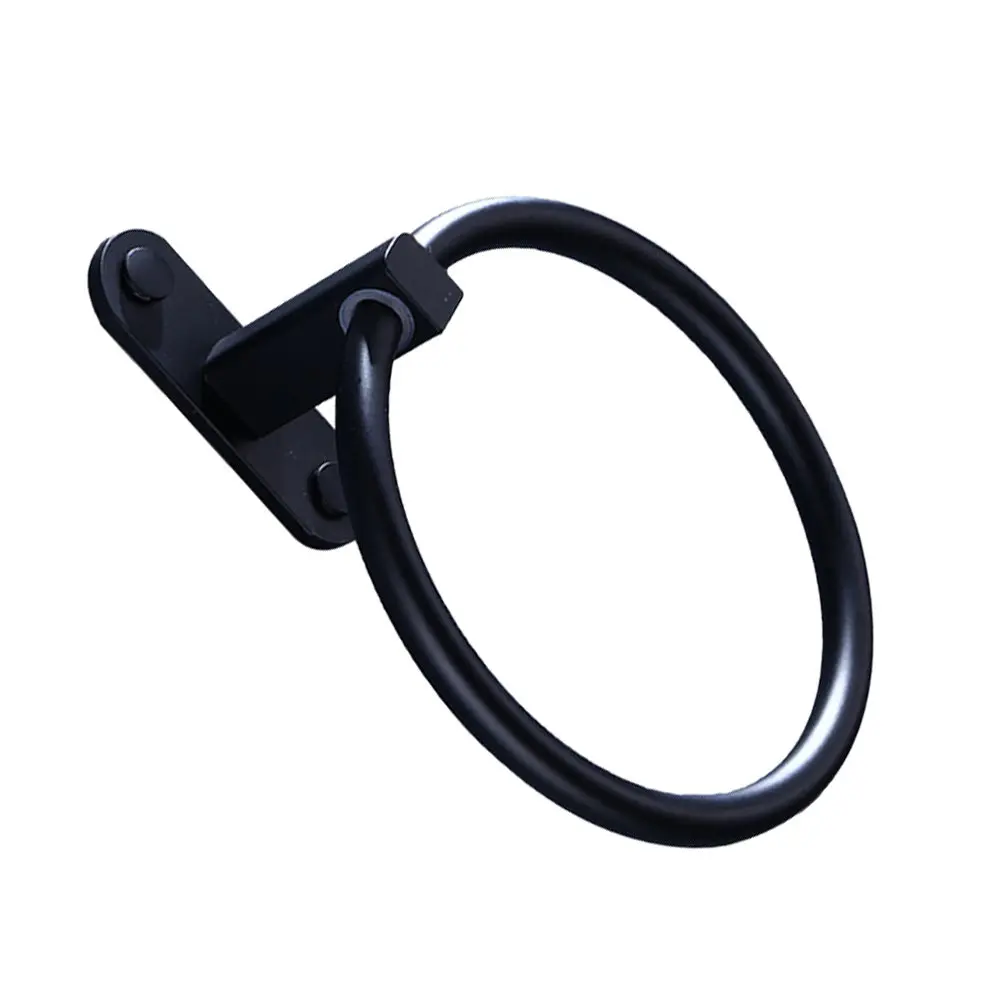 1Pcs Black Aluminum Towel Ring No-Punch Installation Thick Solid Bathroom Towel Holder Hook Rust-Proof Moisture-Resistant