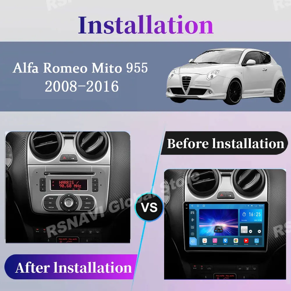 Car Radio Android 14 For Alfa Romeo Mito 955 2008 - 2016 GPS Carplay Multimedia Player Navigation Stereo Auto DSP DVD Audio QLED