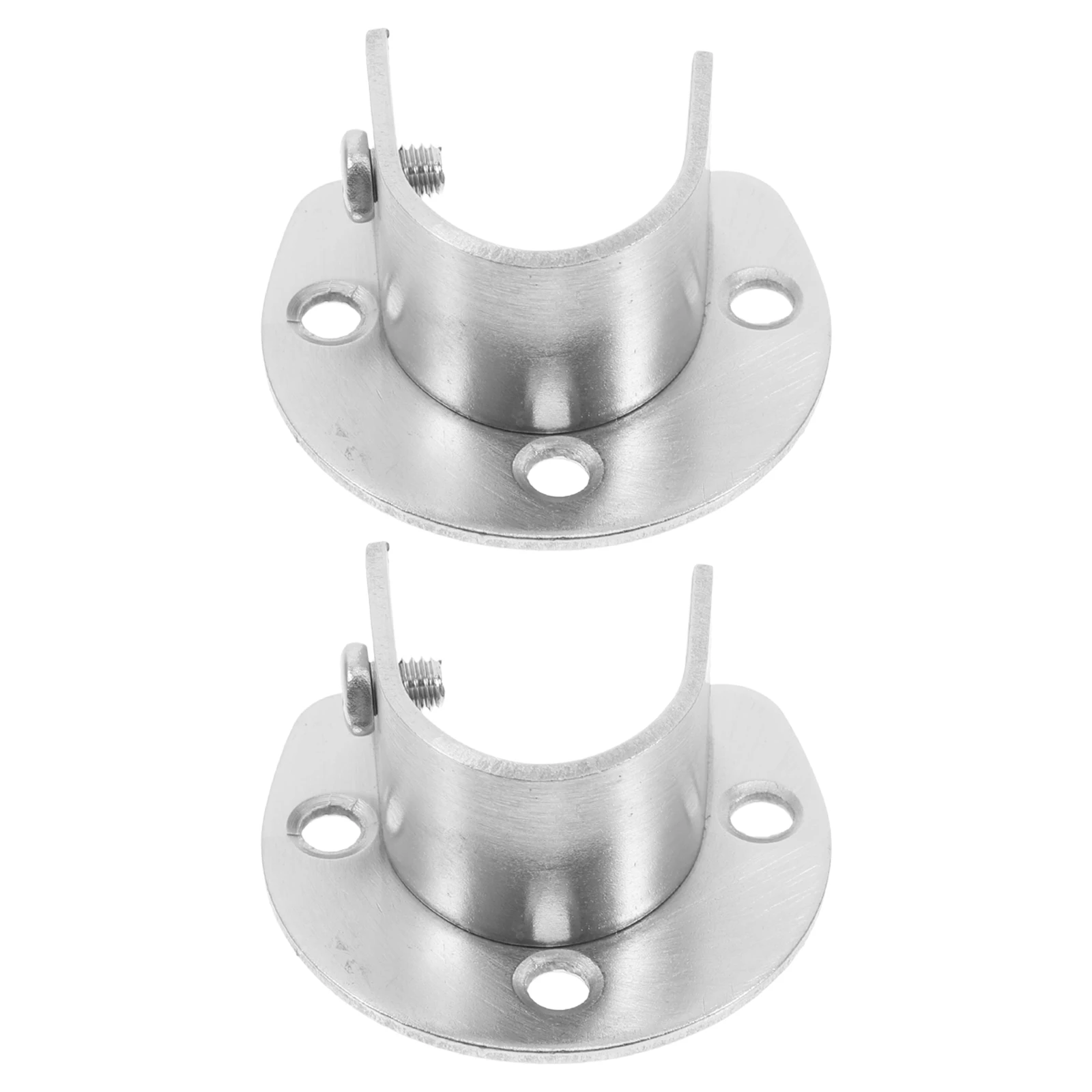 

2pcs Stainless Steel Round Tube Brackets Heavy Duty Closet Rod Support Holders Silver Open Flange Design Easy