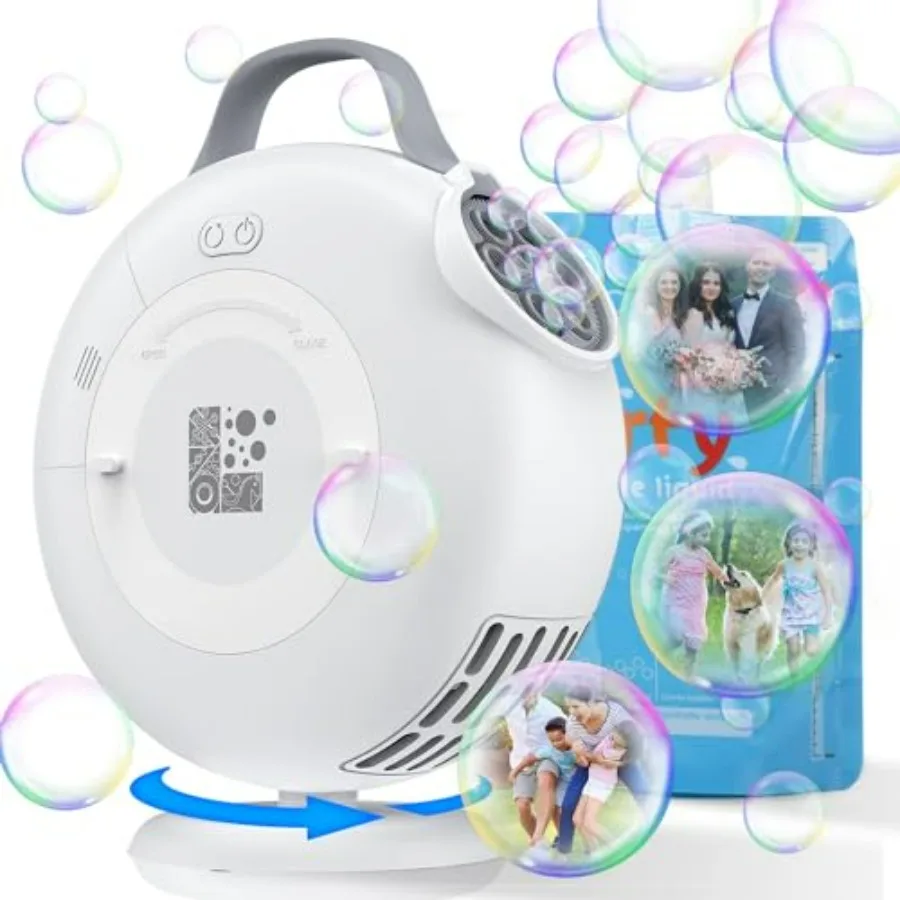 Bubble Machine, Automatic Bubble Blower for Toddlers, 8000+ Bubbles Per Minute, 90° 200° Oscillating Electric Plug-in or Batter