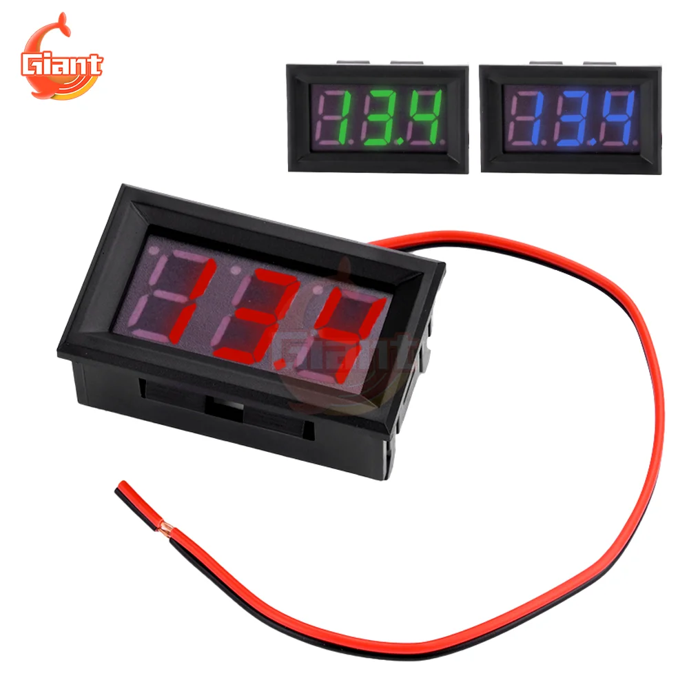 AC70-500V Mini Digital Voltmeter Two-Wire Waterproof Voltage Tester Meter Volt Measuring Tool Red Green Blue LED Display Panel