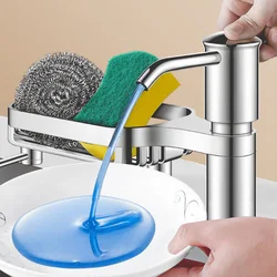 Kitchen Sink Soap Dispenser Sink Soap Dispenser With Tray Hook Extension Tube Detergent Countertop Dishwashing Liquid Soap Dispe