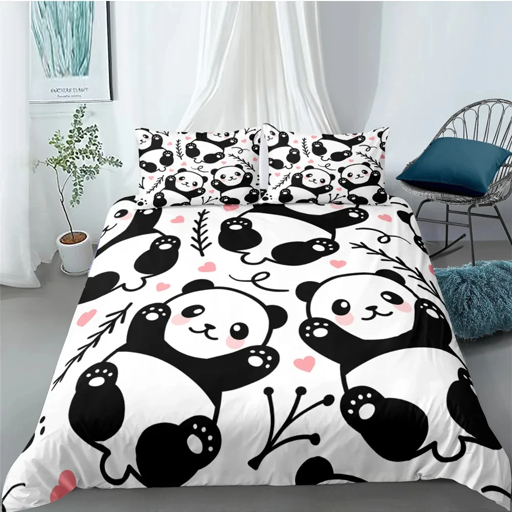 

Cartoon Cute Panda Bedding Sets Child Kids Covers Boys Creative Bed Duvet Cover with Pillowcase for Teens King Size Bedding Set