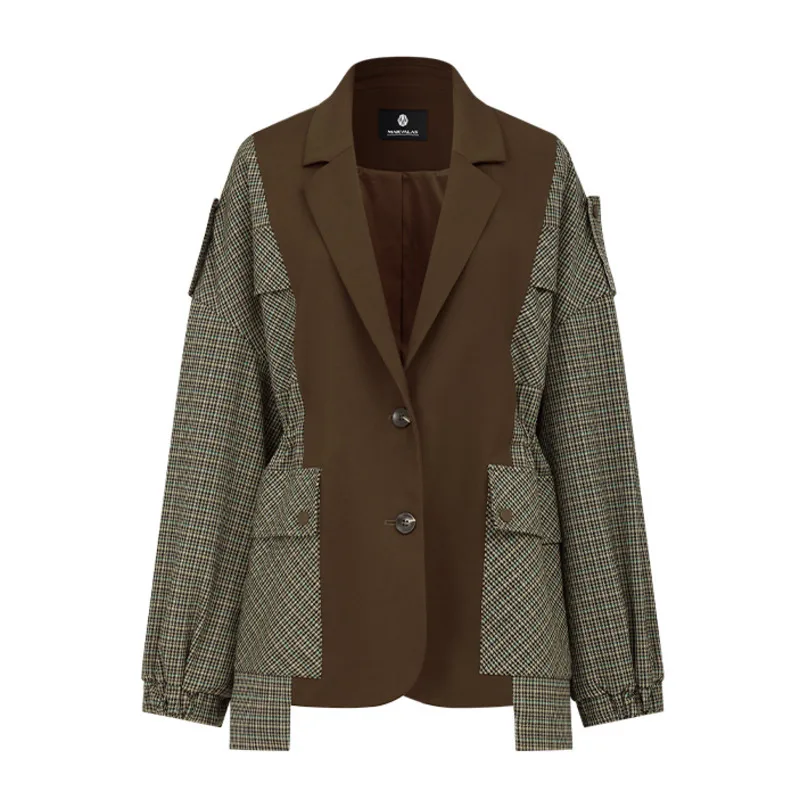 BJTZ Designer-Damen-Blazer mit unregelmäßigem, gespleißtem Farbblock, 2025, Sommermode, trendige, leichte, asymmetrische Stretch-Jacke