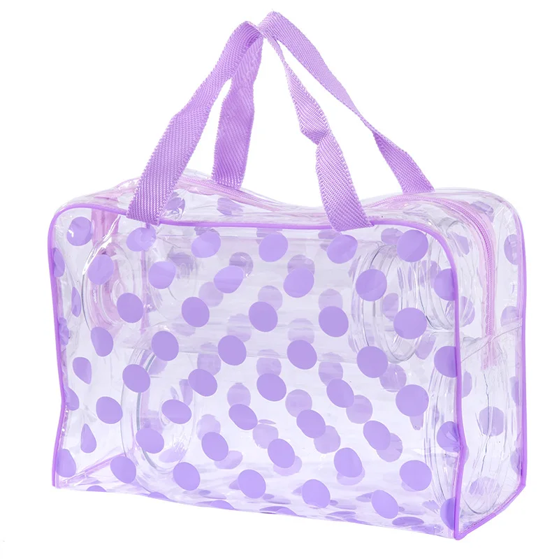 Dot Printing Transparent PVC Bath Cosmetic Bag Girl Make Up Case Travel Zipper Makeup Beauty Wash Organizer Toiletry Storage Kit