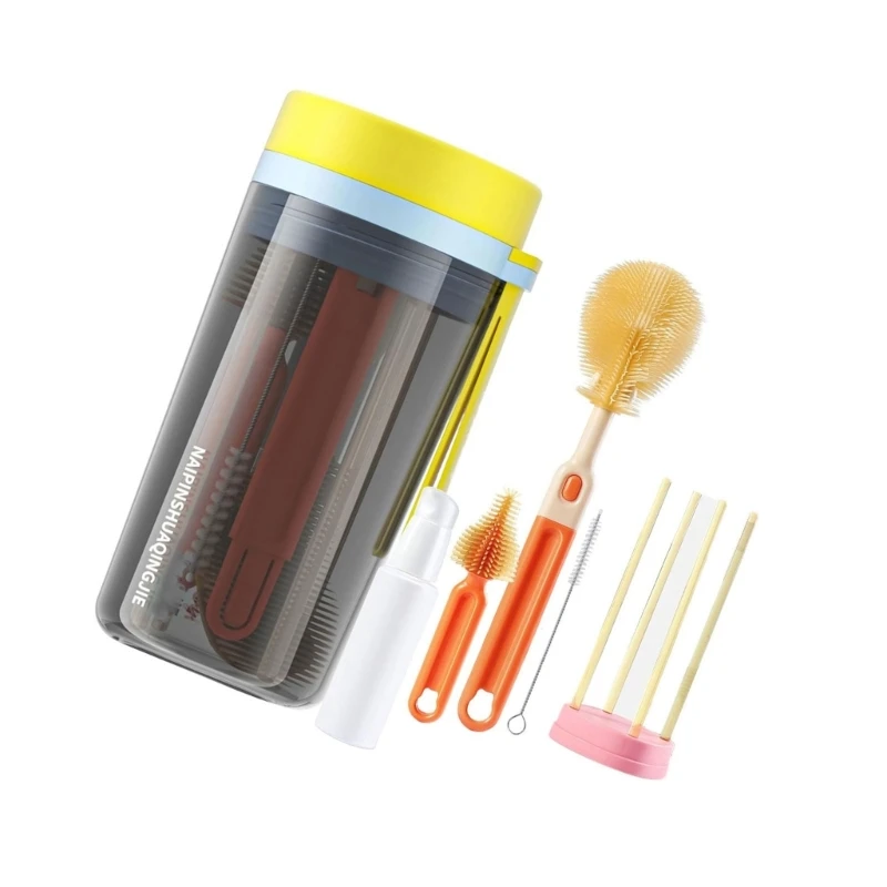 57EE Travel Bottle Washing Set Bottle Cleaning Brushes Multiple Use Baby Bottle Scrubbing Set Simple Operate