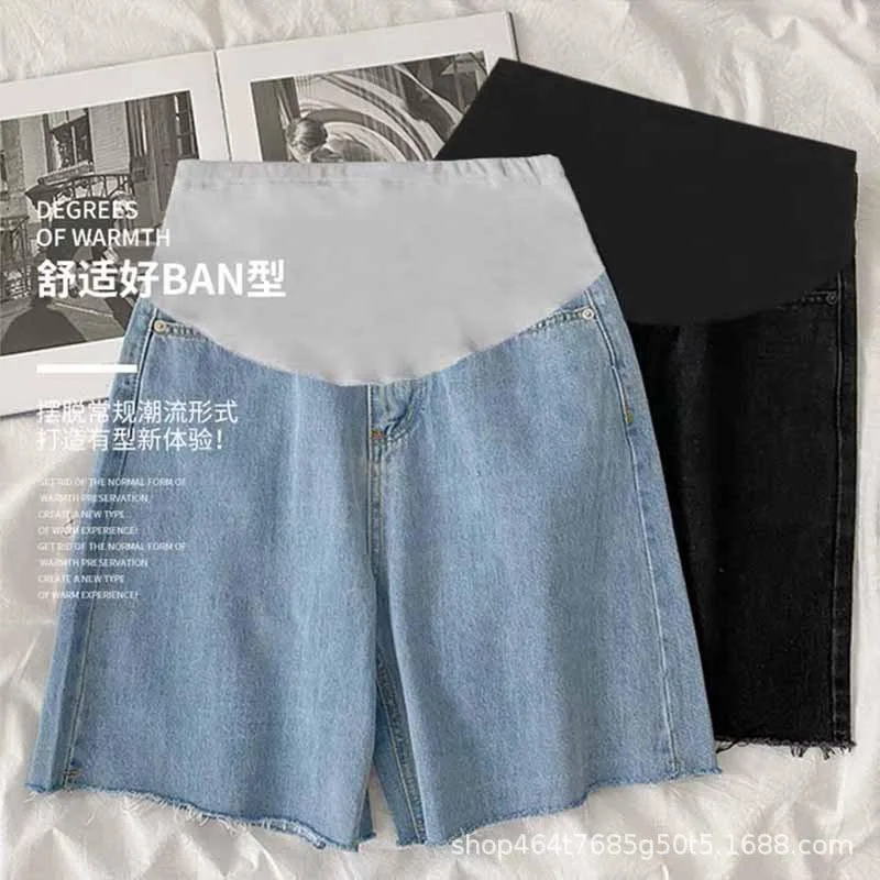 Maternity Jeans Belly Shorts Summer Pregnant Women Denim High Waist Support Trousers Pants Pregnancy Clothing Clothes