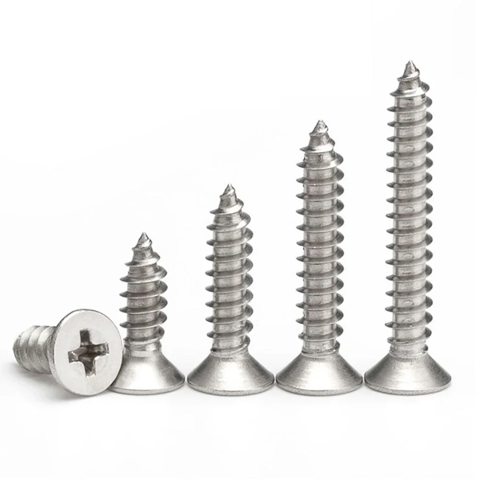 M1 M1.2 M1.4 M1.7 M2 M2.3 M2.6 M3 M4 M5 M6 304 Stainless Steel Cross Recessed countersunk Flat Head Tapping Screws Wood Screw