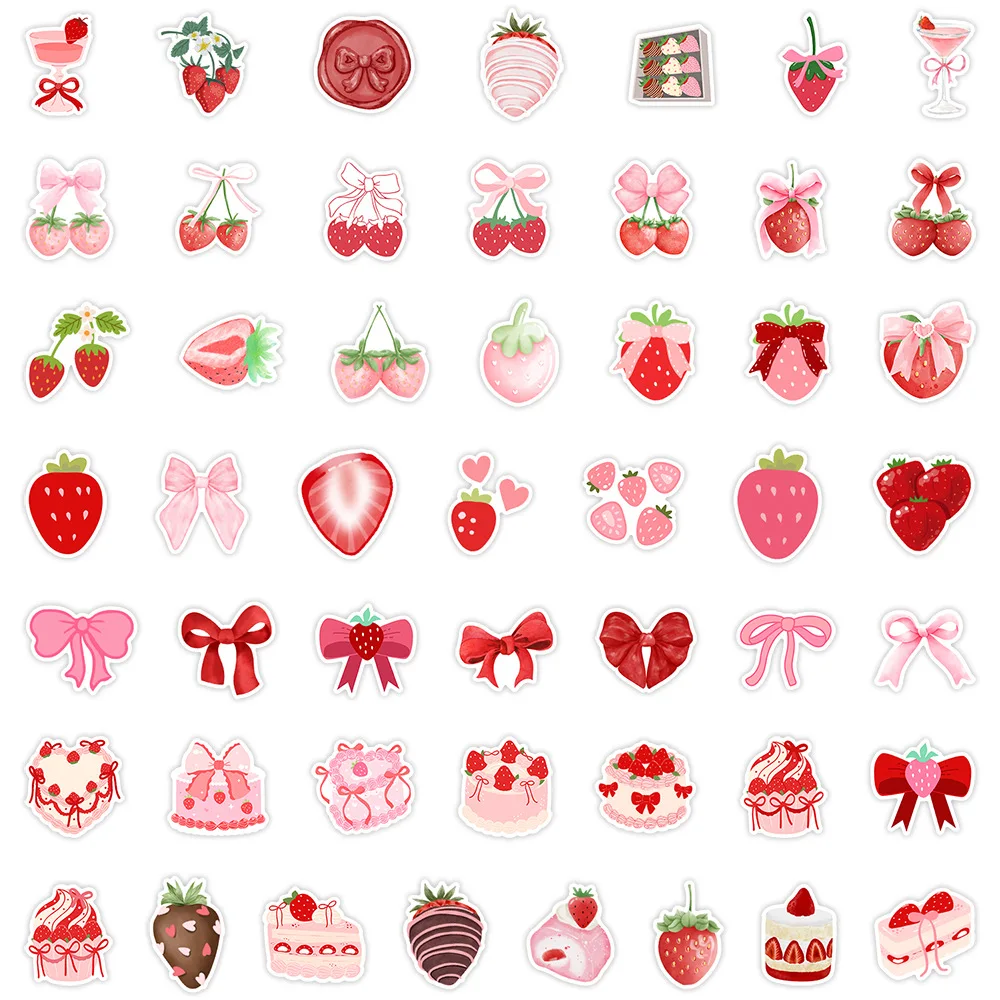 สติกเกอร์กันน้ำลายผลไม้สตรอว์เบอร์รี 50 ชิ้น ลายการ์ตูน สำหรับตกแต่งสมุด โทรศัพท์ กระเป๋าเดินทาง แก้วน้ำ กีตาร์ ของเล่นเด็ก