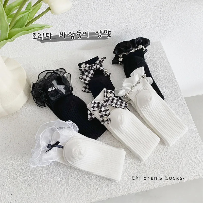 

Kids Cotton Lace Lolita Long Socks Children Toddler Girls Cute Kawaii Funny Princess Tube Bow Knee High Sock Baby Accessories