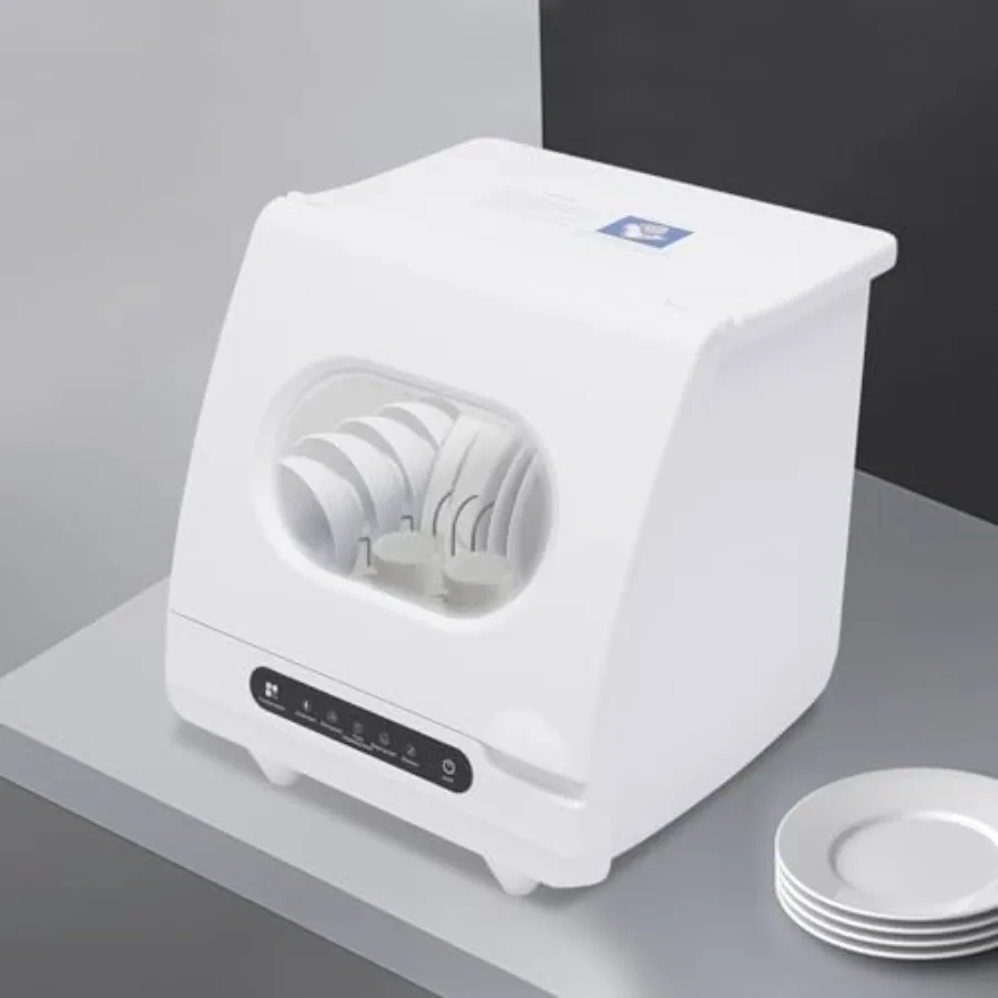 غسالة أطباق مدمجة 110 فولت مع بخاخ تلقائي 360 درجة وقوة 1200 وات للتنظيف الفعال في المطابخ الصغيرة 5 غسيل