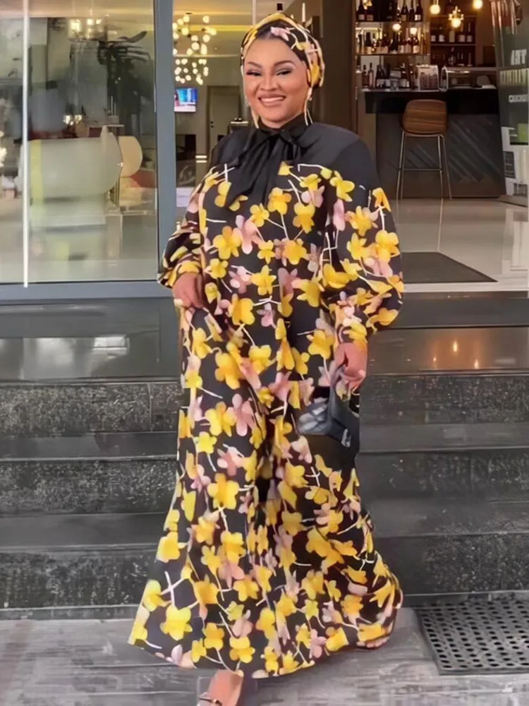 

Maxi Printed African Dress For Women Africa Traditional Clothes Dashiki Ankara Kaftan Robe Abaya Muslim Nigerian Long Dress