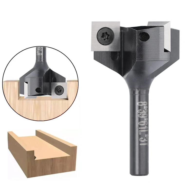 XCAN 3/4-Flute Spoilboard Surfacing Router Bits 8mm Shank Wood Planer Bit with Insert Carbide Slab Flattening Milling Cutter