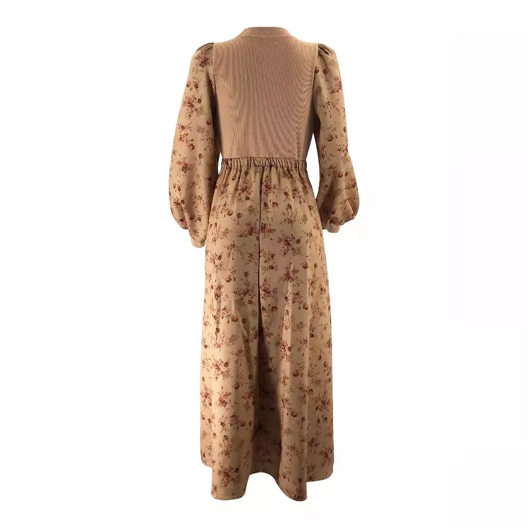 Neues muslimisches Kleid mit langen Ärmeln, Ramadan-Kleid, bequeme Mode, türkische islamische Kleidung, Damen-Blumenkleider