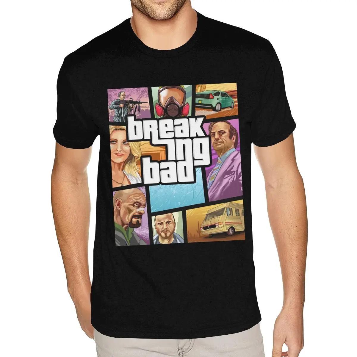 

Cool Mens Breaking Bad T Shirt Theft Auto Graphic Tees Short Sleeve O-Neck Cotton Male's 6XL Black T Shirt