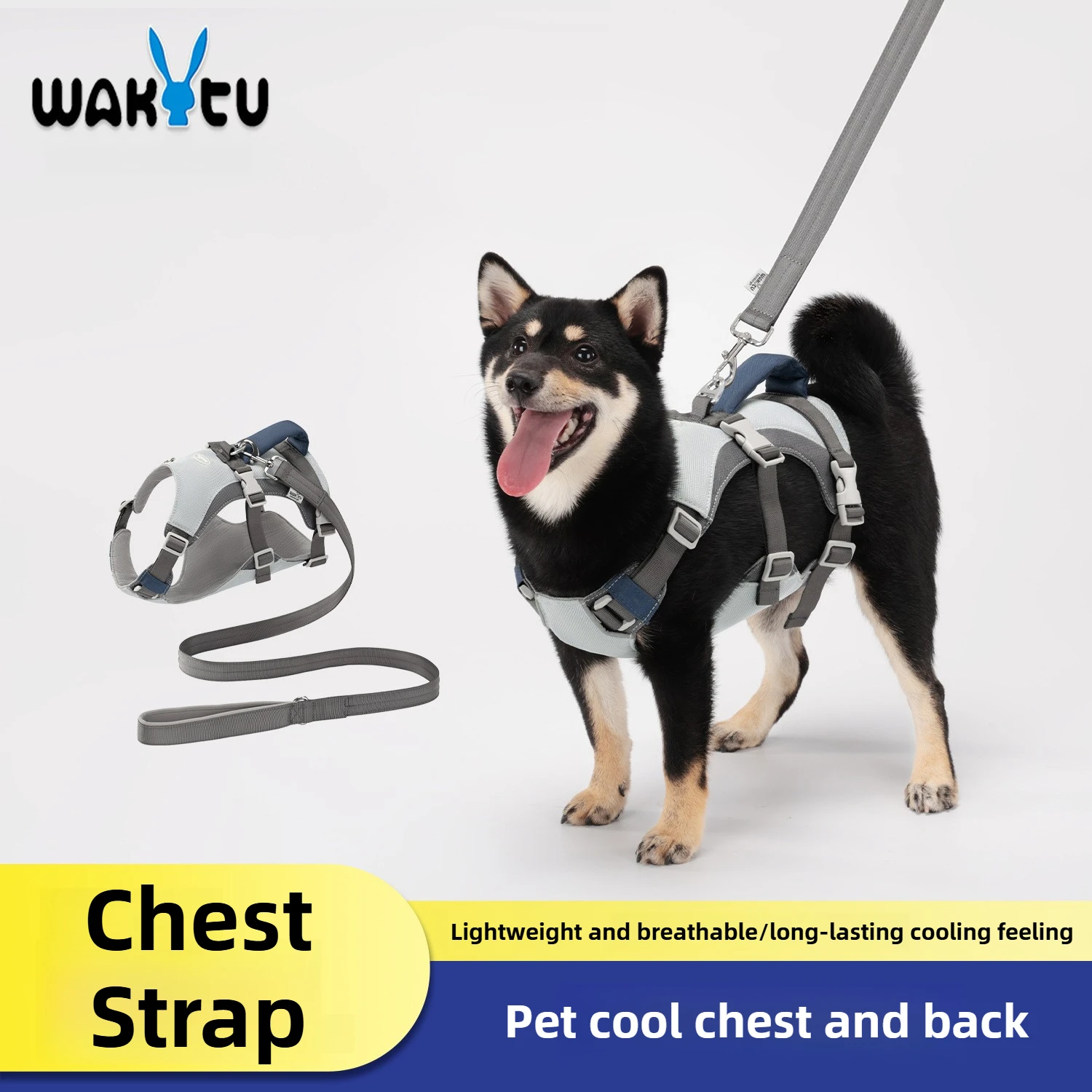 

Wakytu Dog Chest Strap Lightweight Breathable Dog Leash Summer Anti-Heatstroke Cooling Chest Harness Anti-Pull Design for Dogs