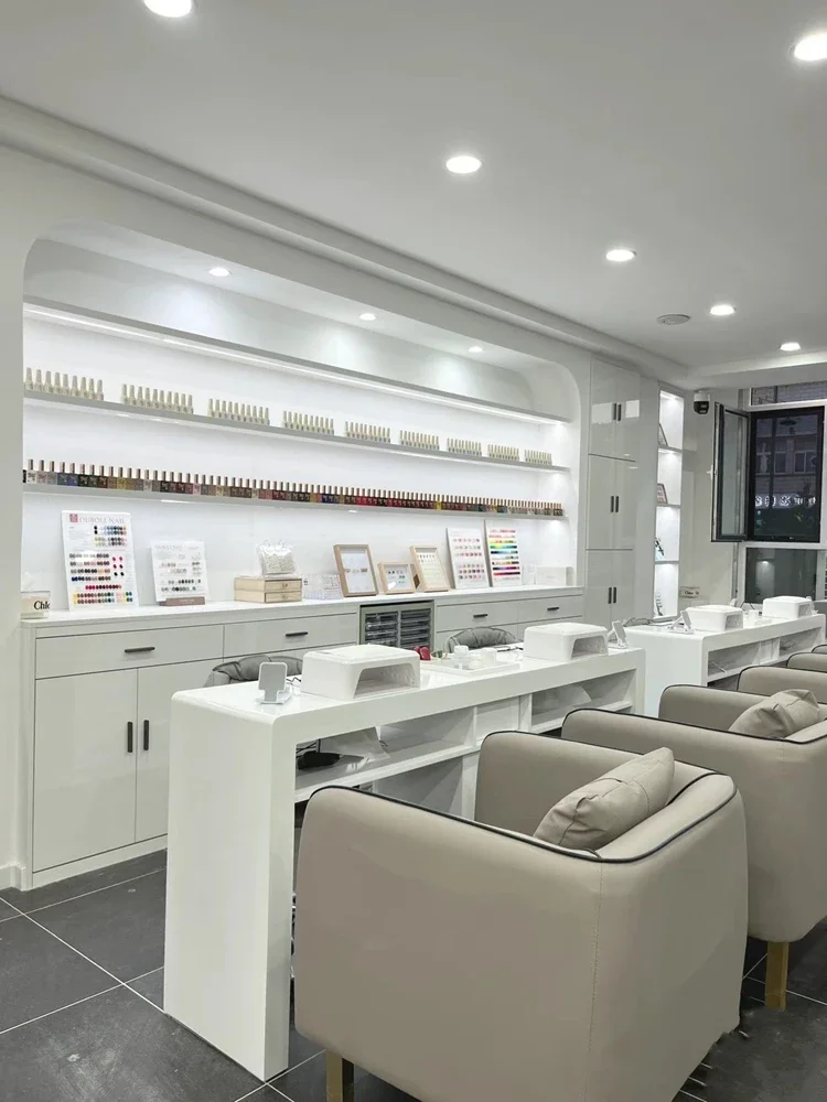 Table de Manucure Professionnelle Nordique Moderne en Bois, Meuble de Salon, Rangement Simple