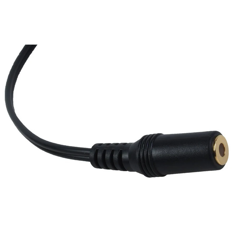 Pozłacane 3.5mm Jack żeńskie do 2 żeńskich podnośników Adapter Stereo rozdzielacz Audio RCA (15cm) czarne