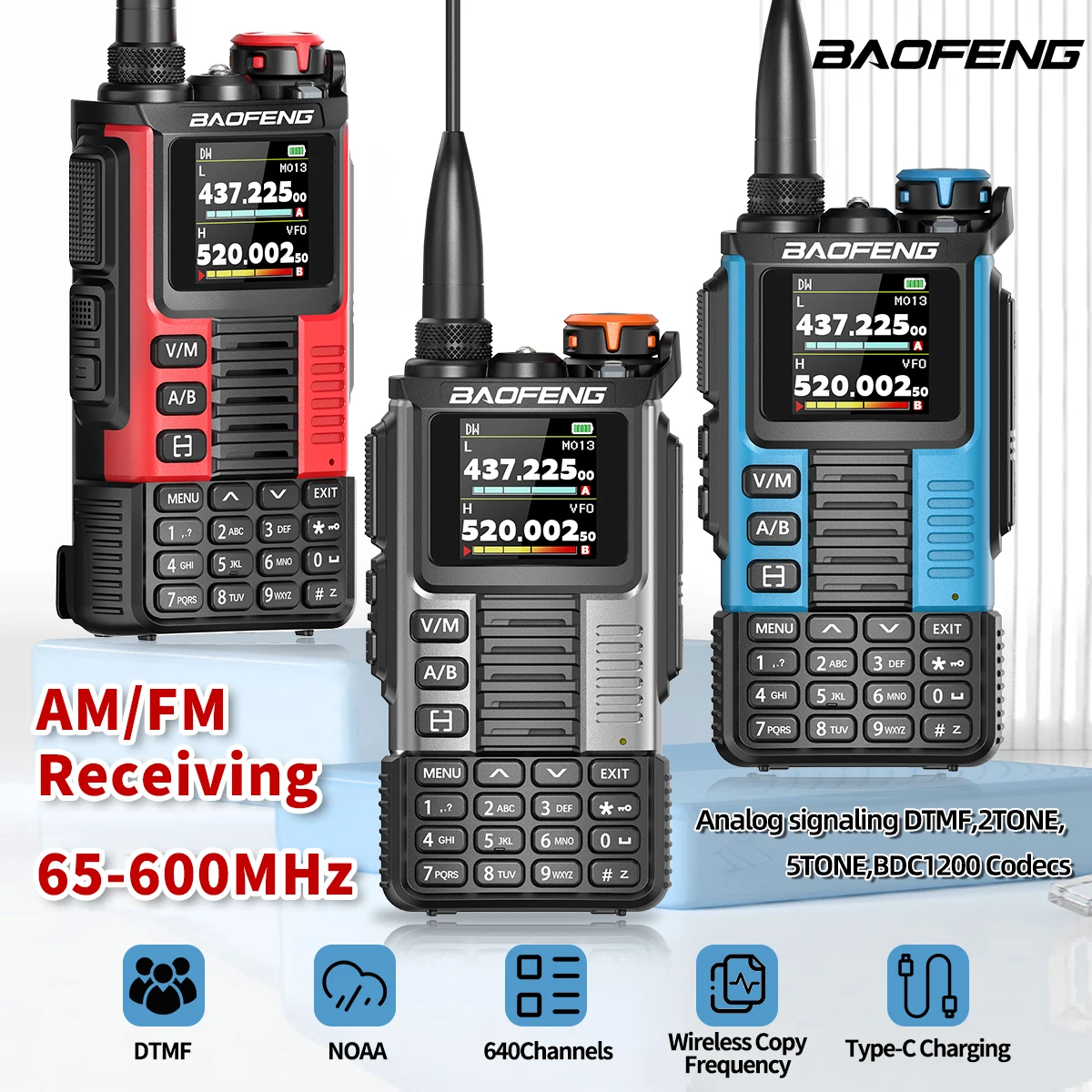 Baofeng UV-K67 PRO Walkie Talkies Long Range Multi Band DTMF Wireless Copy Frequency 640CH NOAA Type-C Ham Two Way Radio UV-5R