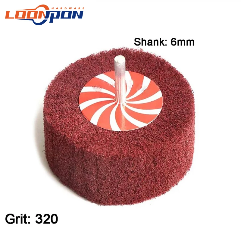 20mm-100mm Non-woven Flap Sanding Wheel 320# 6mm Shank Fiber Abrasive Scouring Pad Polishing Grinding Wheel For Metal Cleaning