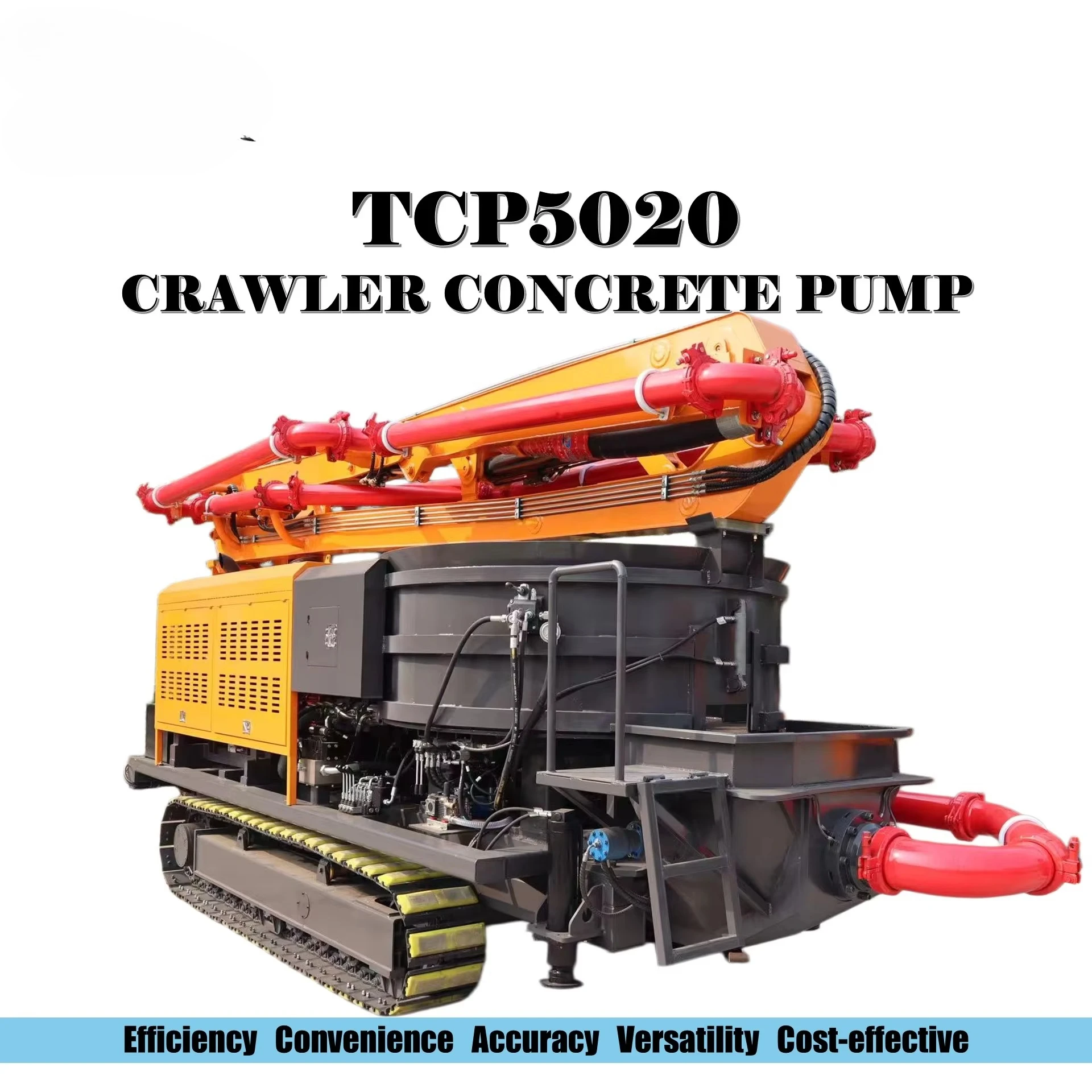 Crawler Tracked Concrete Pump 50m/H 19.25m Vertical Reach Diesel Powered High Efficiency 1 Year Warranty Long Reach Customized