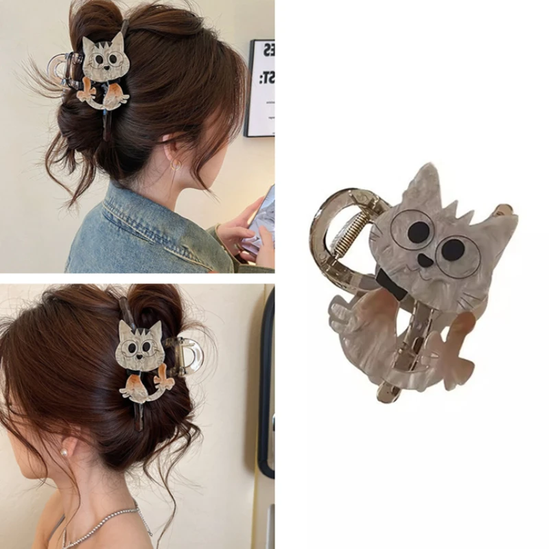 

Kawaii Cute Cat Hair Claw Women Girls Sweet Hair Grab Clip Back Head Ponytail Clip Ornament Hairpins Korean Fashion Accessories