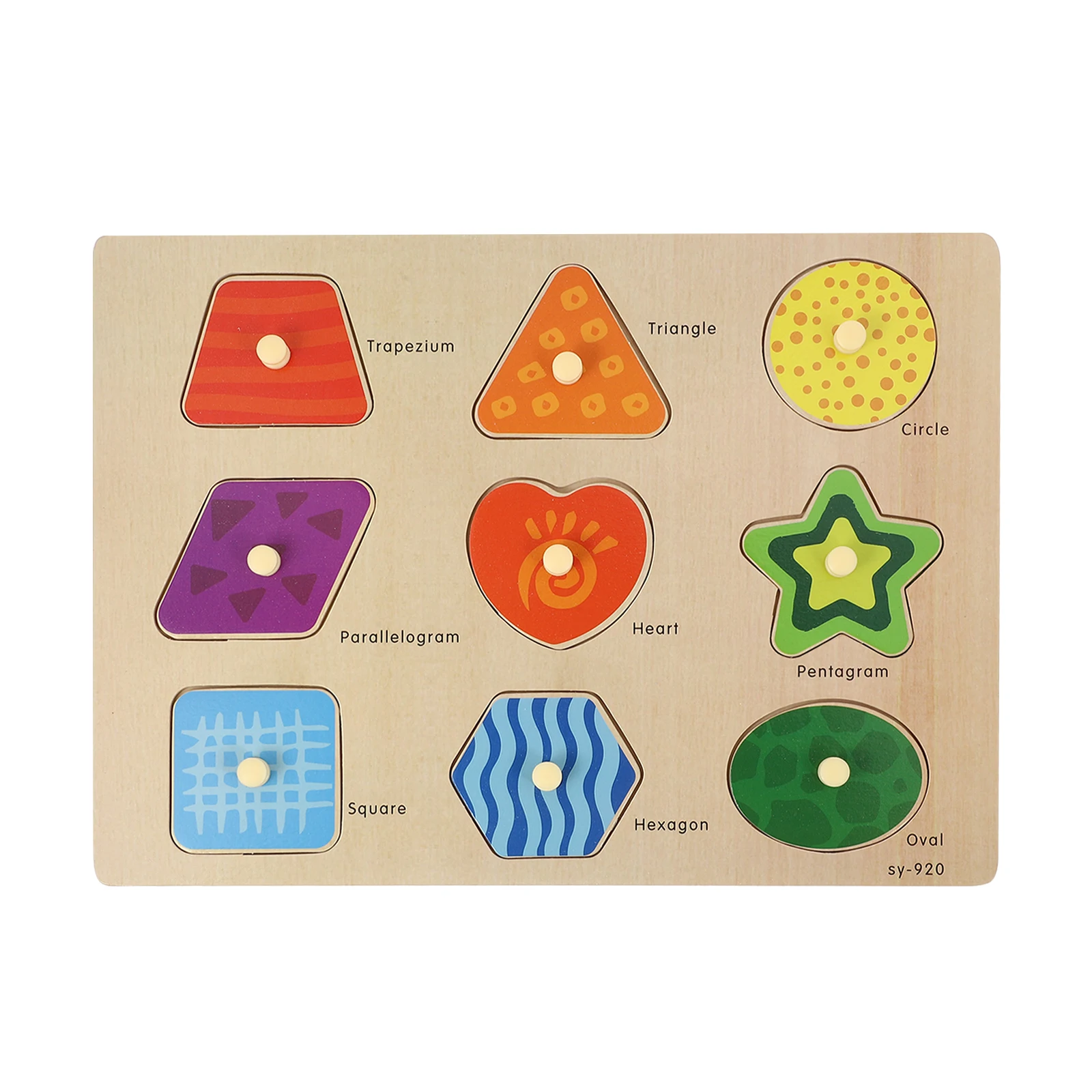 

Wooden Puzzle Board Matching Jigsaw Toy Kids Educational Shapes Colors Premium Wood Practical Portable Size Easy Store