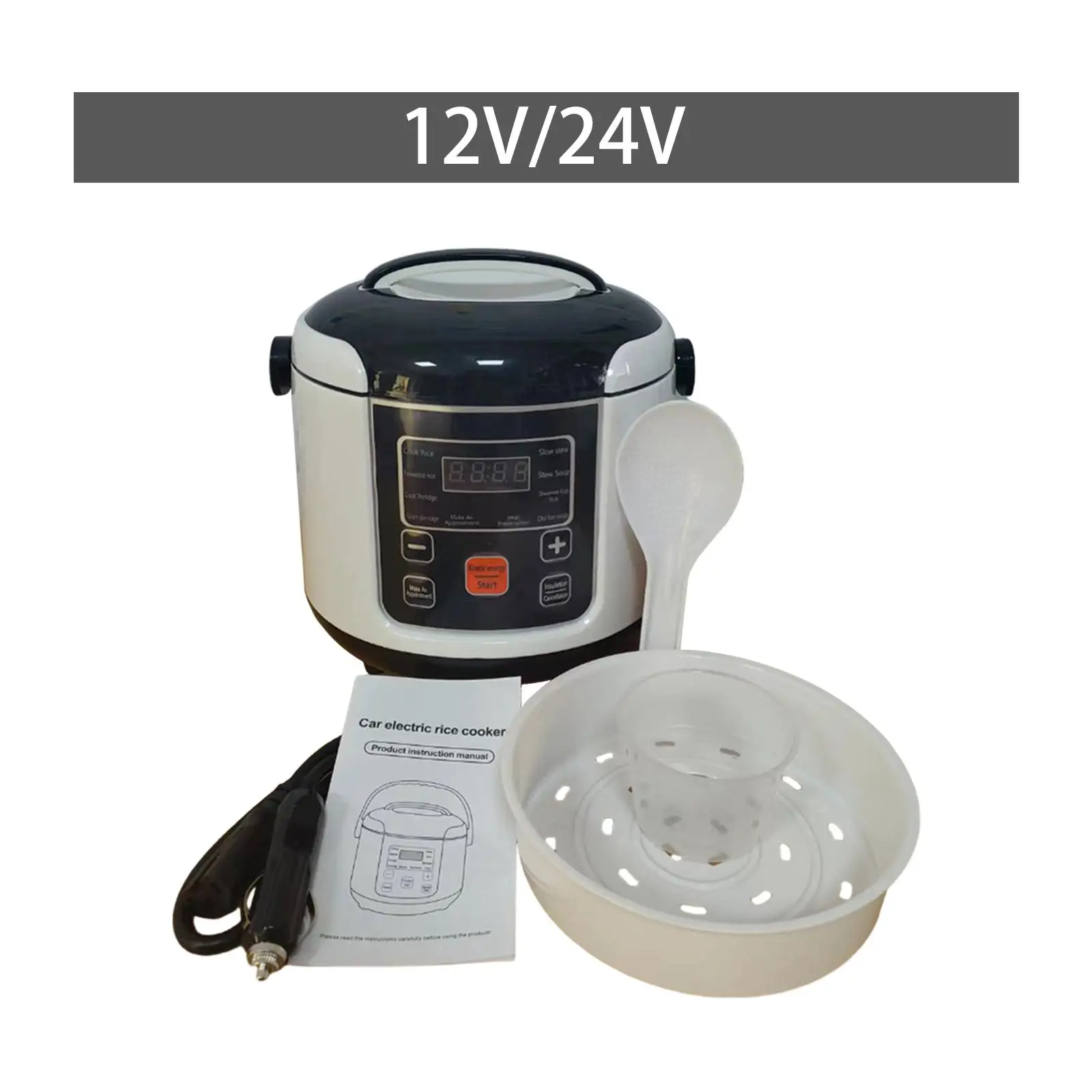 Rice Cooker for Car Electric Rice Cooker 2L Multi Use Food Container Soup Pot Small Travel Keep Warm Auto Travel Rice Cooker