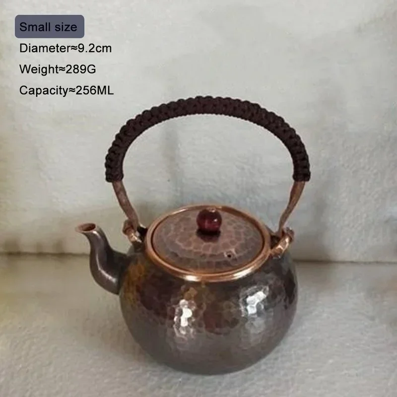 

300/500 ML Handmade Small Copper Pot Vintage Red Copper Teapot Handle Hammer Point Small Bubble Pot Copper Tea Set