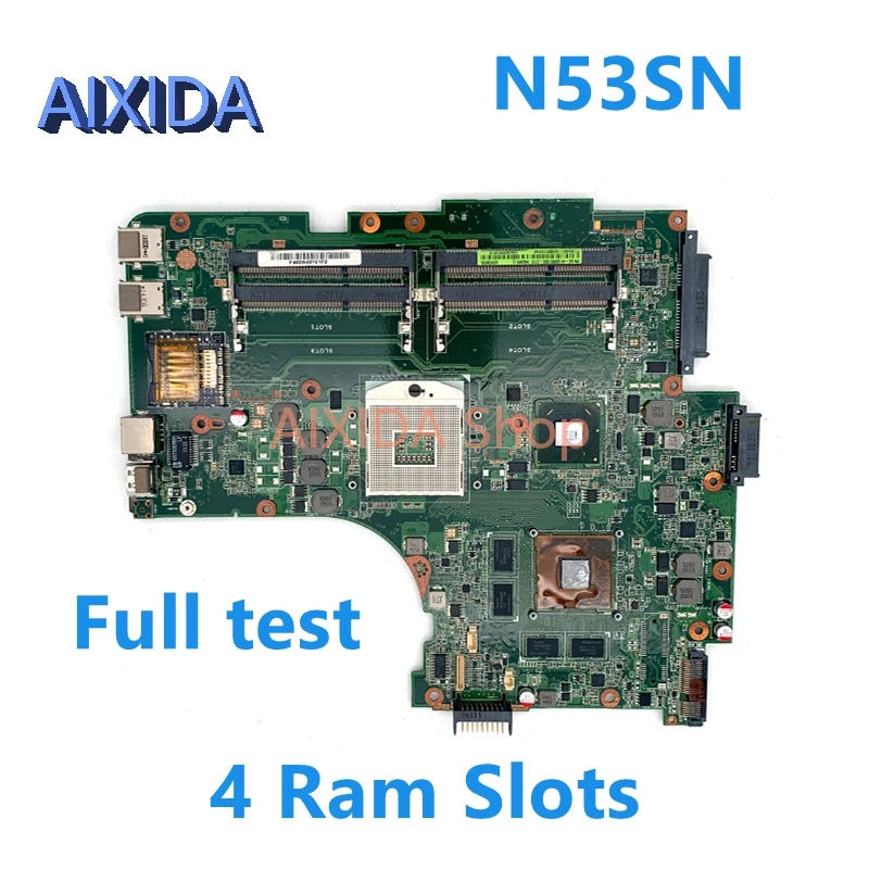 AIXIDA N53SN REV 2.1 For ASUS N53S N53SV Laptop Motherboard HM65 DDR3 GT540M 1GB with 4 Ram slots MAIN BOARD full Tested