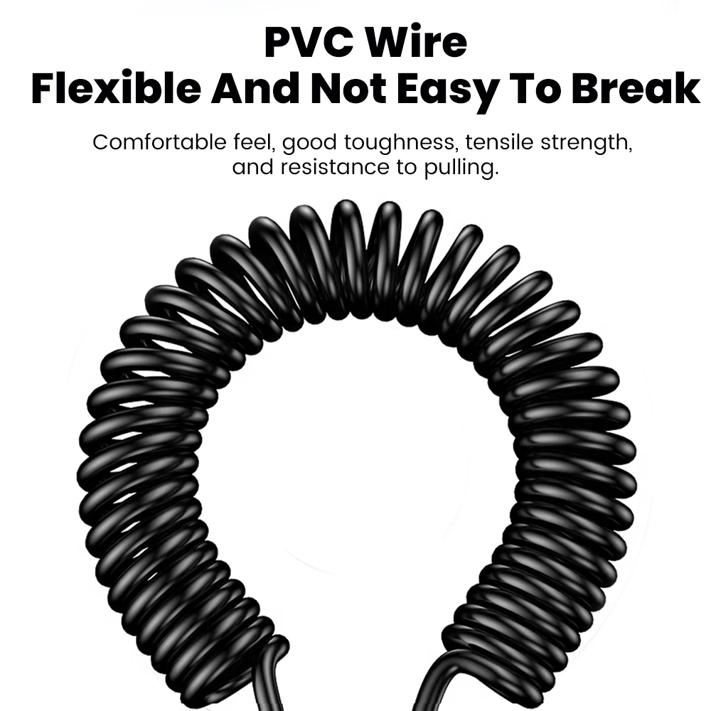 Dual Elbow Type C Cable 6A Fast Charge Short Spring Data Cable For Samsung Xiaomi Retractable USB To Lightning Cable For iPhone