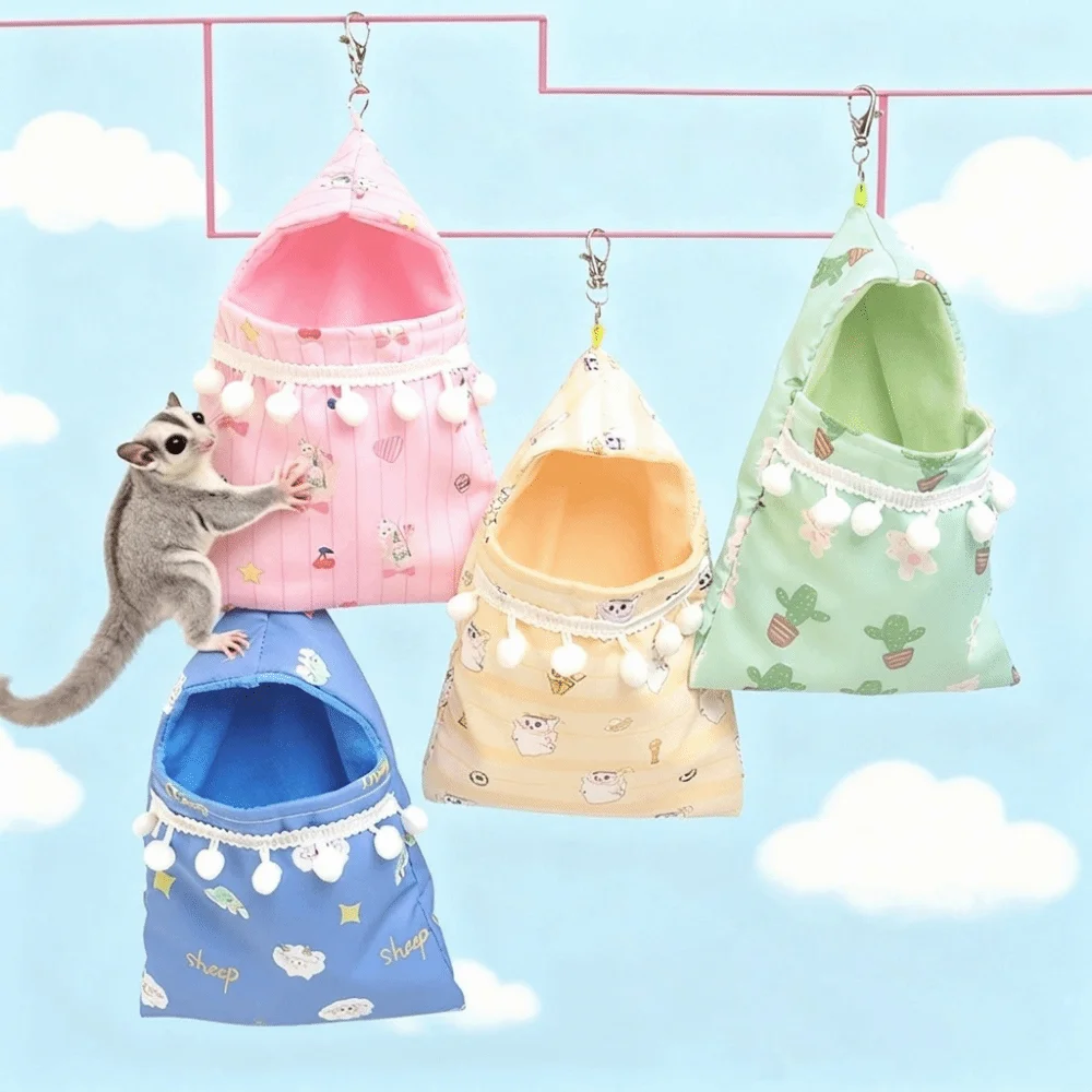 Creative Warm Sugar Glider Hanging Nest Triangular Soft Hamster Sleeping Bag Cartoon Breathable Small Pet Bed Small Pet