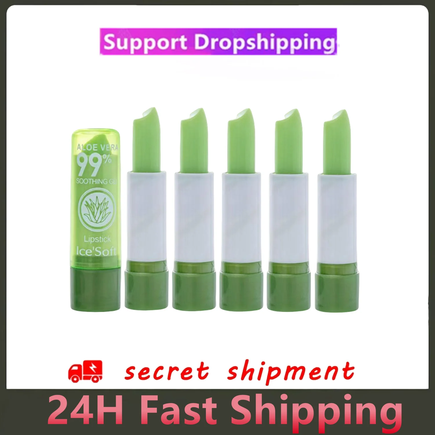 

5Pcs Aloe Vera Magic Color-Changing Lipstick Temperature-Activated Long-Lasting Moisturizing Lip Balm Hydration Glossy Lips