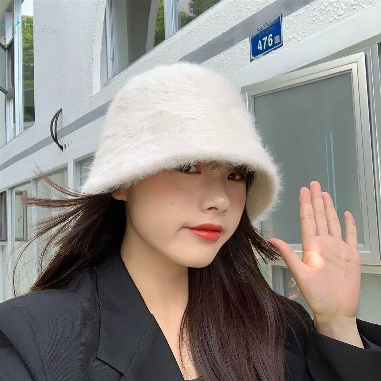 Small Size Rabbit Fur Bucket Hat Women's Winter Fashionable  Hat Lightweight Warmth Sunscreen Heat Generation