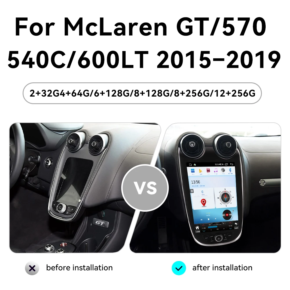 12.1 inches For Mclaren GT 2015-2019 Android 14.0 car Multimedia Radio Player Stereo Auto GPS Navigation Carplay  video Headunit