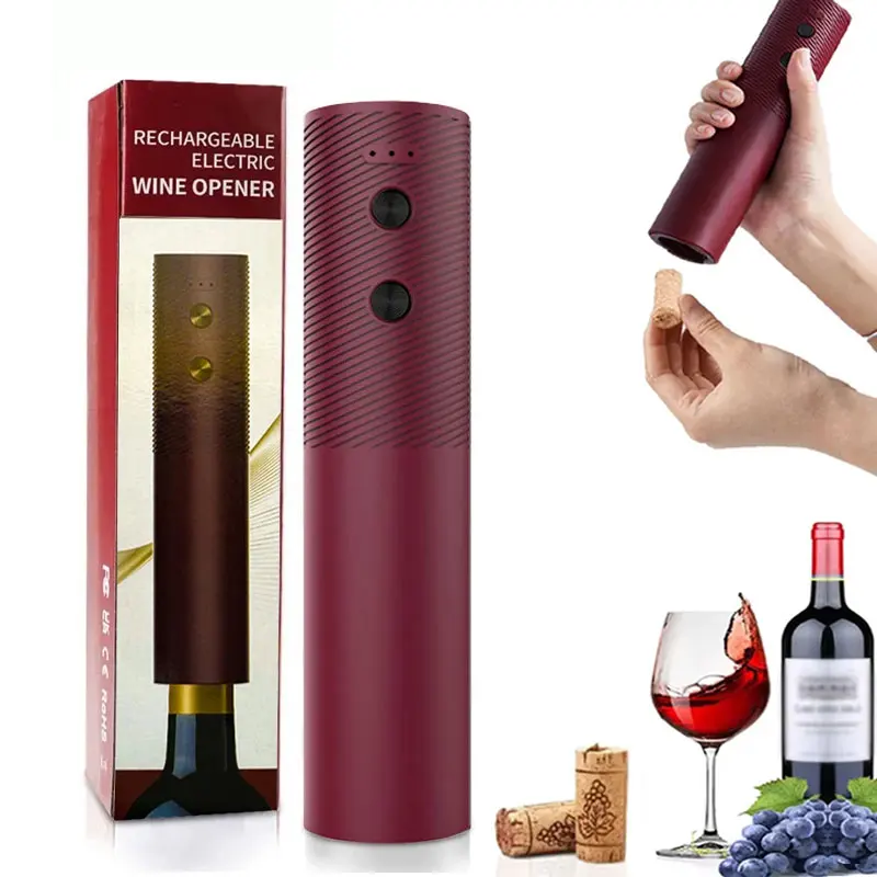 فتاحة النبيذ الكهربائية التلقائي زجاجة النبيذ المسمار فتاحة قابلة للشحن فتاحة زجاجات النبيذ زر واحد برواري منتجات المطبخ