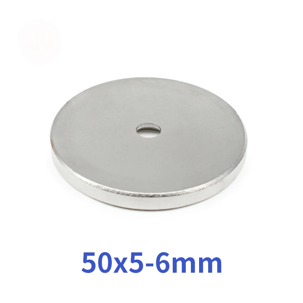 1/2/3/5PCS 50x5-6mm Round Rare Earth Neodymium Magnet 50*5 Hole 6mm Countersunk Big Disc Permanent Magnet Strong 50x5-6 50*5-6