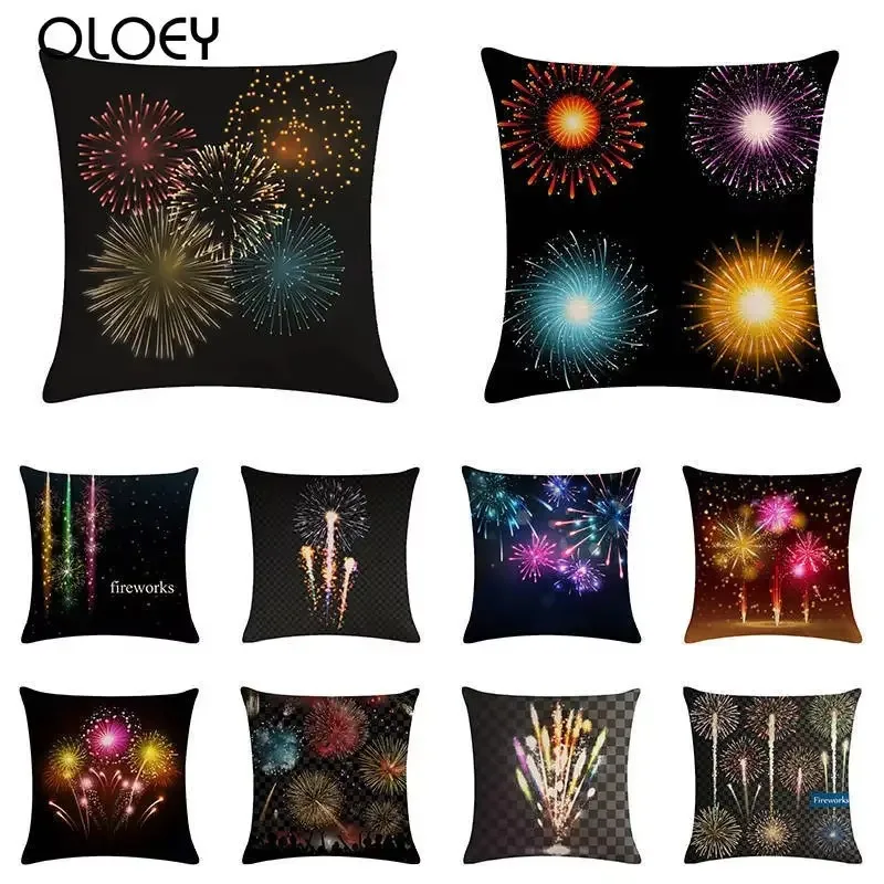 

Наволочка для фейерверка, квадратная льняная мягкая наволочка, наволочка для спальни, декоративная наволочка для домашнего автомобиля, отеля, размер 45x45 см.