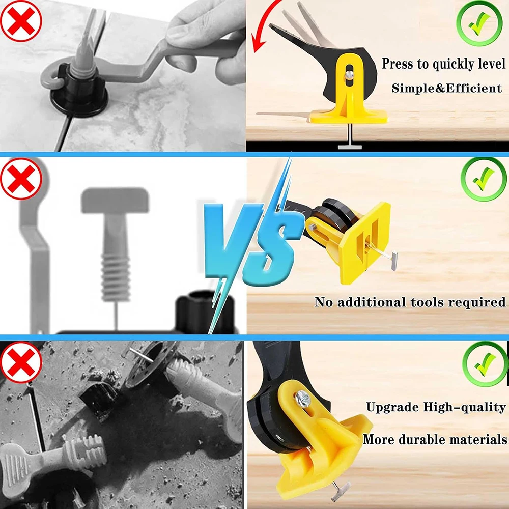 50Pcs Floor Tile Leveling System Clips Spacers for Porcelain Ceramic Tile Laying Wall Fixing Construction Tools Leveler Kit