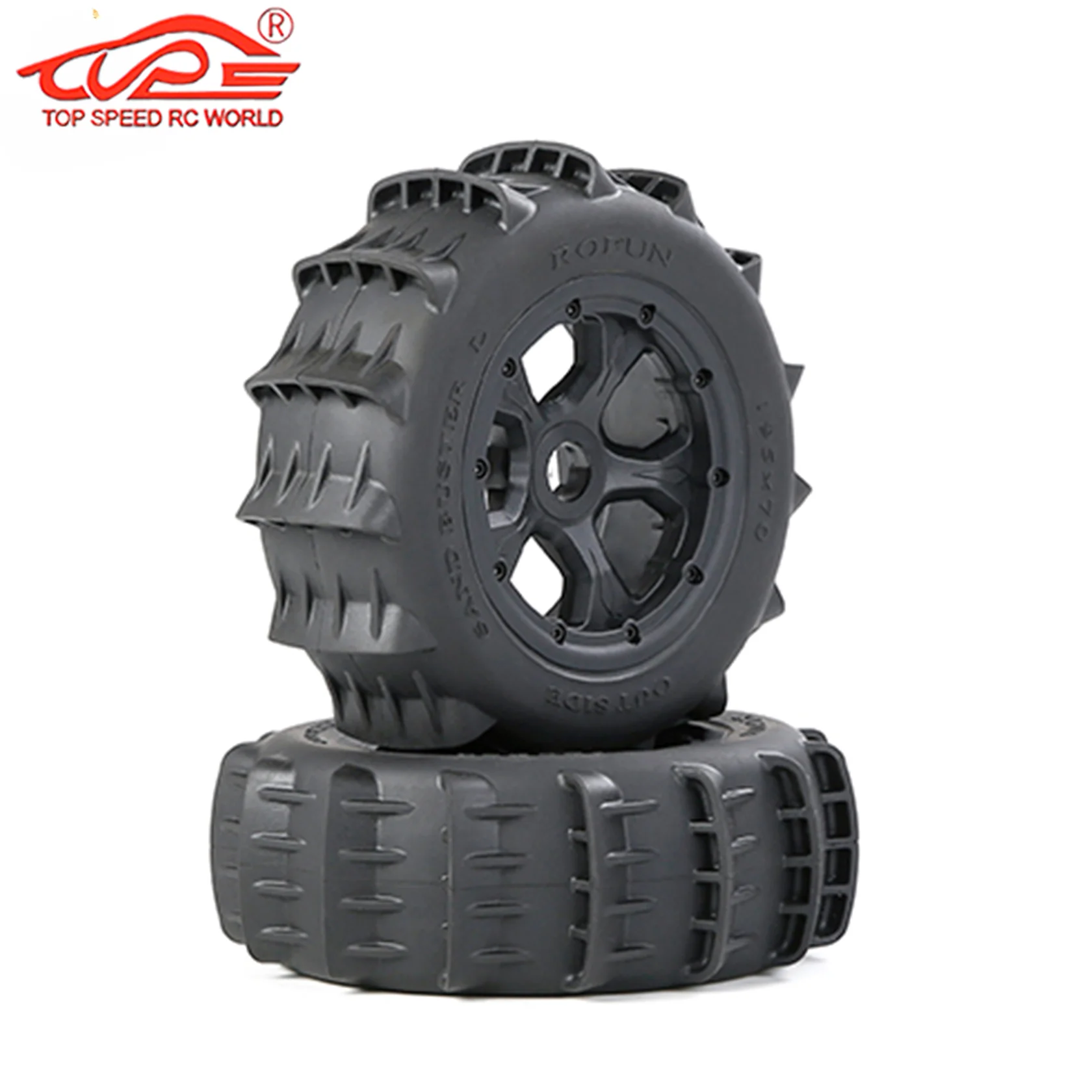 New 2pc Desert Complete Tire 195x70 for 1/5 Rovan Rofun Lt Losi 5ive-t KM X2 FID DTT QL Truck Parts