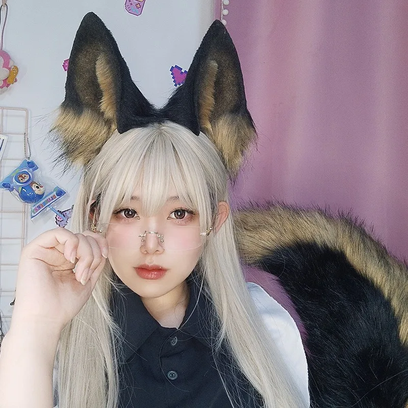 ใหม่น่ารักสาว Furry สัตว์สุนัขหู Headdress ตุ๊กตา Handmade Headband อะนิเมะสําหรับคริสต์มาสฮาโลวีนคอสเพลย์อุปกรณ์เสริม