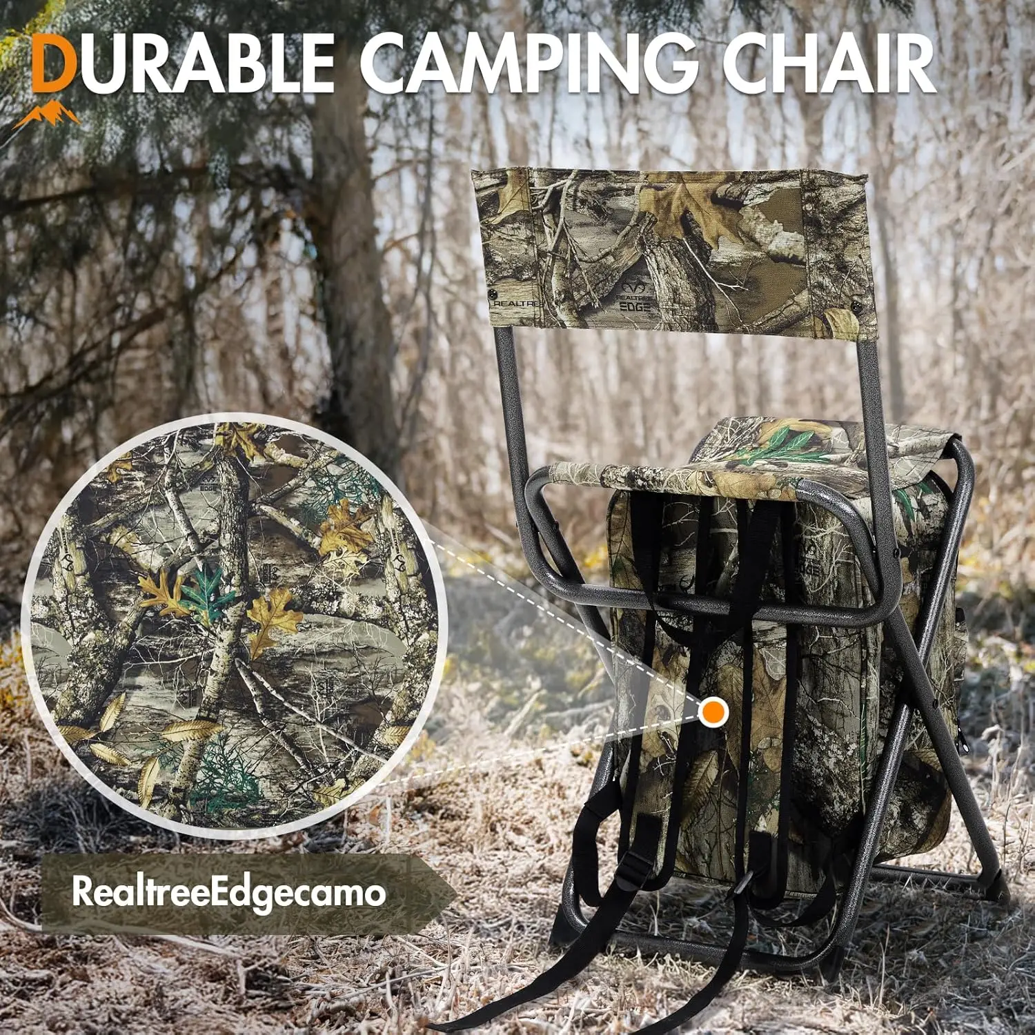 كرسي تبريد على الظهر قابل للطي مع مسند ظهر للتخييم والصيد والمشي لمسافات طويلة والسفر، يدعم 350 رطلًا #4