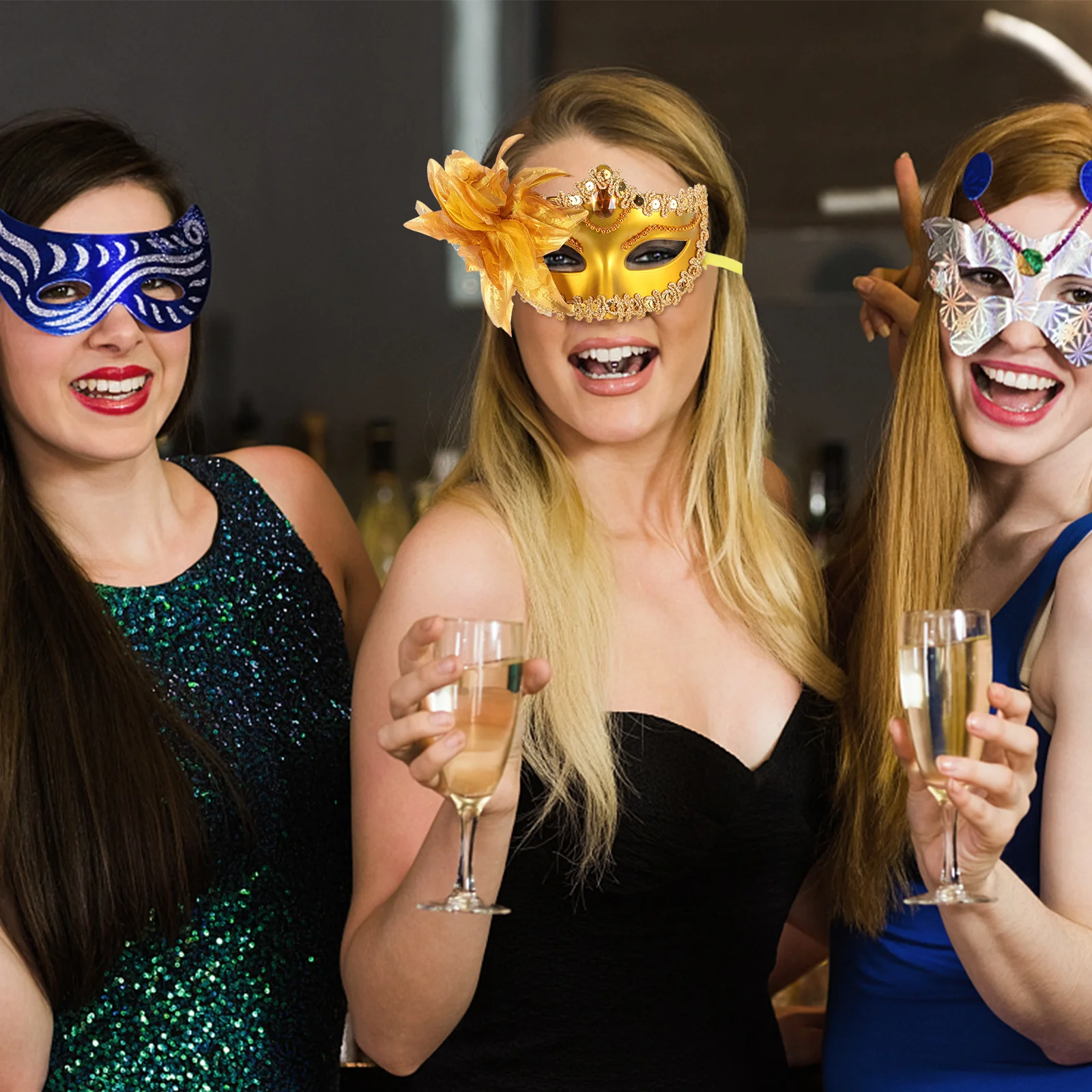 

2Pcs Masquerade Mask Flower Pattern Adjustable Fit Men Women Shimmer Detail Party Ball Cosplay Masks Masquerade Mask